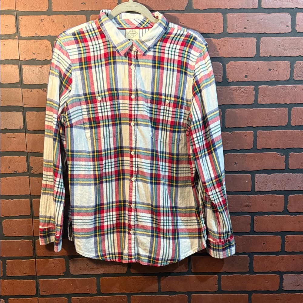 St. John's Bay Red and Blue Plaid Button Down Shirt